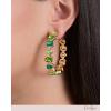 imageJessica Simpson Large Hoop Earrings for Women Multicolored Gemstone Hoops GoldToneGreen