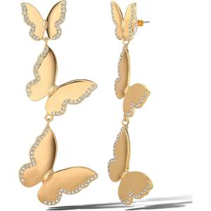 imageJessica Simpson Butterfly Earrings for Women GoldTone Butterfly Statement Earrings with Crystal Accents Dressy Earrings