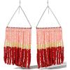 image:imageJessica Simpson Beaded Earrings for Women Dangling Multicolor Seed Bead Dangle Earrings Boho JewleryRed