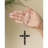 image:imageJessica Simpson Black Cross Necklace for Women 32 Oxidized SilverTone Cross Pendant Necklace