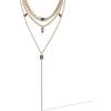 image:imageJessica Simpson Gemstone Layered Necklace for Women 15203 GoldTone Layered Necklaces with Colored Gems