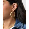 image:imageJessica Simpson Hoop Earrings for Women 3 Pairs Fashion Valentines Earrings Pack Ladies GiftsGold Textured