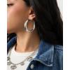 image:imageJessica Simpson Hoop Earrings for Women 3 Pairs Fashion Valentines Earrings Pack Ladies GiftsSilver Textured