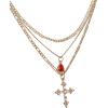 image:imageJessica Simpson Layered Cross Necklaces for Women 16171813 GoldTone 3Strand Necklace Mothers Day Gifts for Her