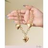 image:imageJessica Simpson Layered Heart Necklace for Women 17183 GoldTone 2Strand Necklace Mothers Day Gifts for Her