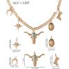 image:imageJessica Simpson Multi Pendant Charm Necklace for Women 165173 GoldTone Chunky Necklace with WesternGold Tone Bull