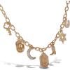 image:imageJessica Simpson Multi Pendant Charm Necklace for Women 165173 GoldTone Chunky Necklace with WesternGoldtone Lucky Western