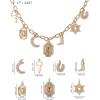 image:imageJessica Simpson Multi Pendant Charm Necklace for Women 165173 GoldTone Chunky Necklace with WesternGoldtone Lucky Western