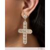 image:imageJessica Simpson Pave Crystal Cross Earrings for Women GoldTone Large Dangle Earrings Statement Jewelry