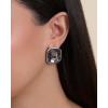 image:imageJessica Simpson Statement Rectangle Stud Earrings for Women  SilverTone Framed Gemstone Crystal Earrings  Bold Faceted Studs for Elegant amp Evening Wear
