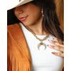 image:imageJessica Simson GoldTone Horn Pendant Necklace with Crystal Embellishments 163 Statement Necklace for Women