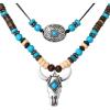image:imageJessica Simpson Beaded Layered Necklace for Women with Turquoise and Bull Head Pendant 15  1853 Womens Western Wear