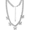 image:imageJessica Simpson Butterfly Necklace for Women 153 Chunky Necklace SilverTone with Butterfly Charms and Crystals