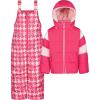 image:imageJessica Simpson Girls Twopiece Insulated Winter Snowsuit With Hooded Jacket and Ski Bib OverallsFuchsia Houndstooth