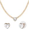 image:imageJessica Simpson Jewelry Set with Glass Heart Necklace 163 and Heart Stud Earrings GoldTone Mothers Day Gifts for Her