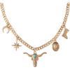 image:imageJessica Simpson Multi Pendant Charm Necklace for Women 165173 GoldTone Chunky Necklace with WesternGold Tone Bull