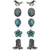 image:imageJessica Simpson Oxidized SilverPlated and Turquoise Stud Earrings Pack of 5 Turquoise Earrings Mothers Day Gifts for Her