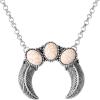 image:imageJessica Simpson Oxidized SilverTone Necklace for Women 1853 Crescent Pendant Necklace with White Turquoise Stones