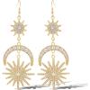 image:imageJessica Simpson Sun Moon and Star Drop Earrings for Women  GoldTone Statement Earrings with Crystal Embellishments
