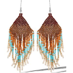 image:imageJessica Simpson Beaded Earrings for Women Dangling Multicolor Seed Bead Dangle Earrings Boho JewleryBlue