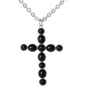 image:imageJessica Simpson Black Cross Necklace for Women 32 Oxidized SilverTone Cross Pendant Necklace
