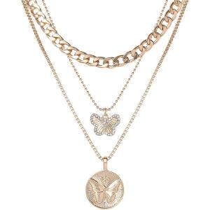 image:imageJessica Simpson Butterfly Necklaces for Women 3Piece 161753 GoldTone Layered Necklaces with Butterfly Pendants