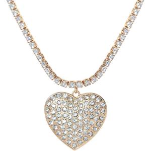 image:imageJessica Simpson Clear Crystal Heart Necklace for Women 153 GoldTone Tennis Necklac Mothers Day Gifts for Her