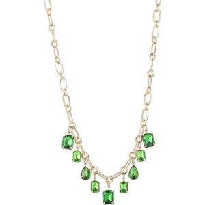 image:imageJessica Simpson Emerald Stone Multi Pendant Necklace for Women 183 GoldTone Statement Necklace with Emerald Charms