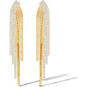image:imageJessica Simpson Fringe Dangle Earrings for Women  GoldTone Statement Earrings with Crystal Embellishments