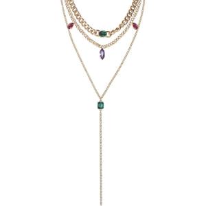 image:imageJessica Simpson Gemstone Layered Necklace for Women 15203 GoldTone Layered Necklaces with Colored Gems