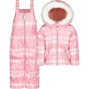 image:imageJessica Simpson Girls Twopiece Insulated Winter Snowsuit With Hooded Jacket and Ski Bib OverallsDusty Pink