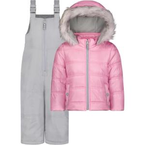 image:imageJessica Simpson Girls Twopiece Insulated Winter Snowsuit With Hooded Jacket and Ski Bib OverallsLilac