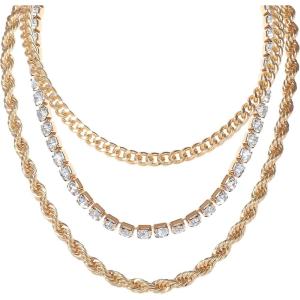 image:imageJessica Simpson GoldTone Necklace Set of 31415163 Layered Necklaces for Women with Clear Crystals
