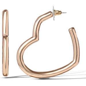 image:imageJessica Simpson Heart Hoop Earrings for Women  Yellow GoldTone Mothers Day Earrings  Romantic Polished Hoops for Everyday Wear