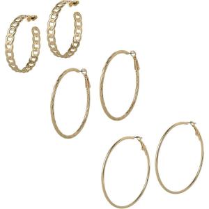 image:imageJessica Simpson Hoop Earrings for Women 3 Pairs Fashion Valentines Earrings Pack Ladies GiftsGold