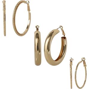 image:imageJessica Simpson Hoop Earrings for Women 3 Pairs Fashion Valentines Earrings Pack Ladies GiftsGold Textured