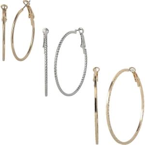 image:imageJessica Simpson Hoop Earrings for Women 3 Pairs Fashion Valentines Earrings Pack Ladies GiftsMixed Metal