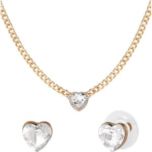 image:imageJessica Simpson Jewelry Set with Glass Heart Necklace 163 and Heart Stud Earrings GoldTone Mothers Day Gifts for Her