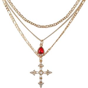 image:imageJessica Simpson Layered Cross Necklaces for Women 16171813 GoldTone 3Strand Necklace Mothers Day Gifts for Her