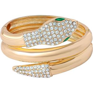 image:imageJessica Simpson Snake Bracelet for Women 7 GoldTone Snake Wrap Bracelet with Green and Clear Crystals