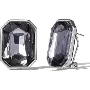 image:imageJessica Simpson Statement Rectangle Stud Earrings for Women  SilverTone Framed Gemstone Crystal Earrings  Bold Faceted Studs for Elegant amp Evening Wear
