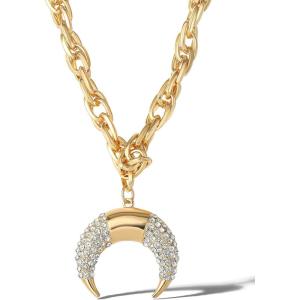 image:imageJessica Simson GoldTone Horn Pendant Necklace with Crystal Embellishments 163 Statement Necklace for Women