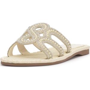 image:imageJessica Simpson womens Bria Flat Woven SandalsSoft Ivory Shimmer Sand