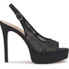 image:imageJessica Simpson Womens Sibilla Slingback Platform PumpBlackPewter Lurex Lace