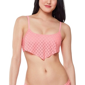 image:imageJessica Simpson Womens Mix amp Match Solid Eyelet Bikini Swimsuit Separates Top amp BottomFizz Bandana Top