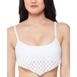 image:imageJessica Simpson Womens Mix amp Match Solid Eyelet Bikini Swimsuit Separates Top amp BottomWhite Bandana Top