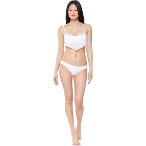 image:imageJessica Simpson Womens Mix amp Match Solid Eyelet Bikini Swimsuit Separates Top amp BottomWhite Hipster