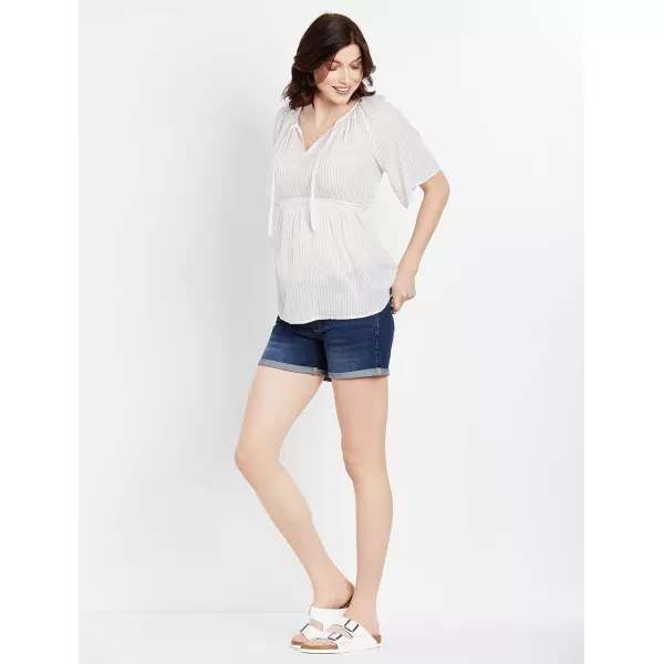 Motherhood Maternity Women's Indigo Blue Baby Roll Hem Secret Fit Belly Denim Short