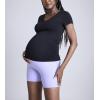 imageMotherhood Maternity Womens Over The Belly Ribbed Biker Pregancy Workout ShortSweet Lavender