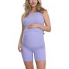 imageMotherhood Maternity Womens Ribbed Crop Racerback Pregnancy Workout Tank TopSweet Lavender